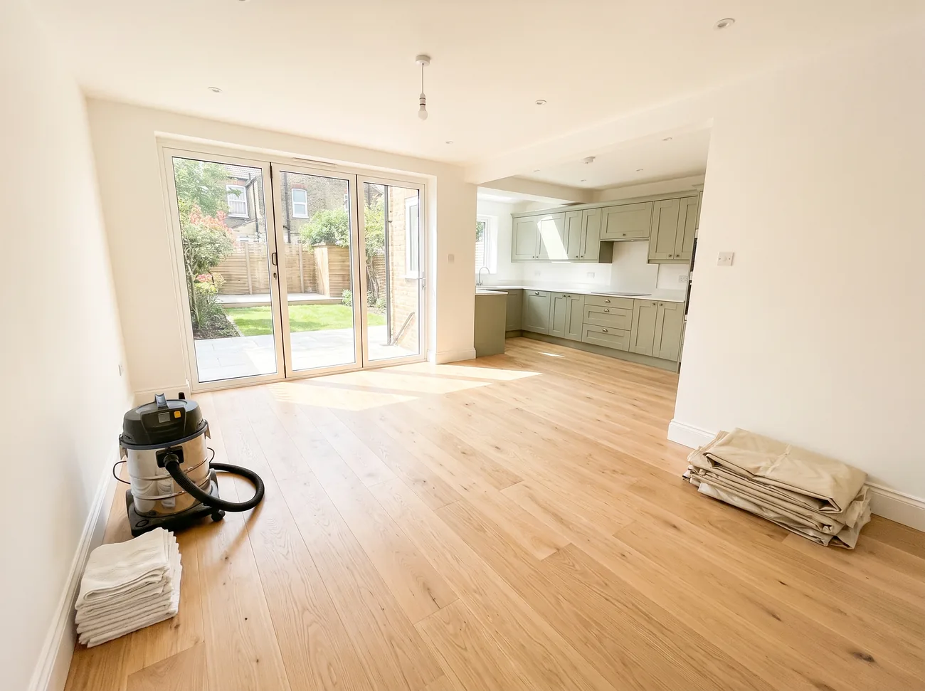 A freshly renovated London room cleared of building dust and debris
